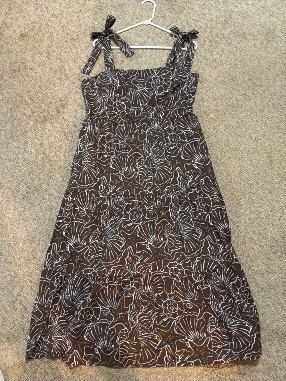 C & C California Brown Tie-Shoulder Midi Dress